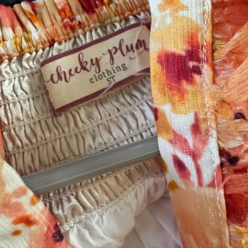 Cheeky Plum long sleeve shimmer dress, fall floral, size 5t - Picture 2 of 3